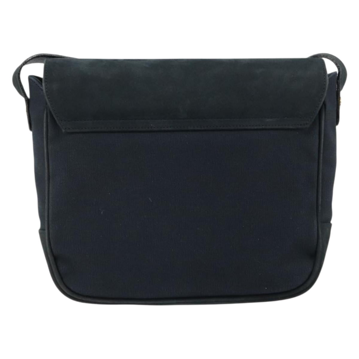 Salvatore Ferragamo Gancini Shoulder Bag Suede Navy Gold Auth 182997
