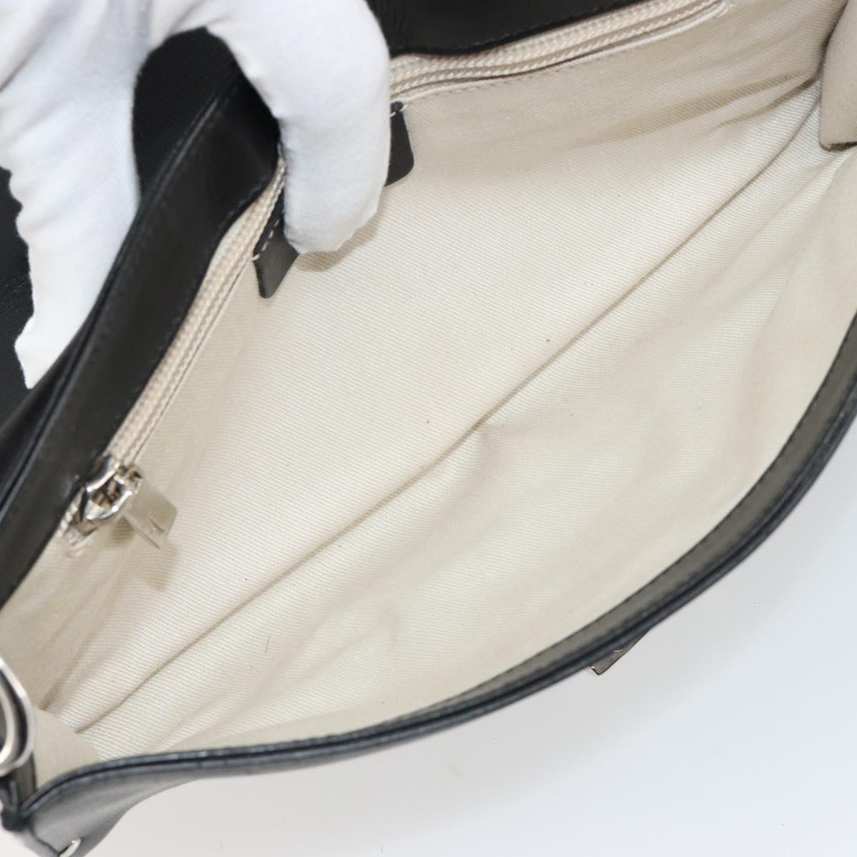 Salvatore Ferragamo Gancini Shoulder Bag Leather Black Silver Auth 182998A