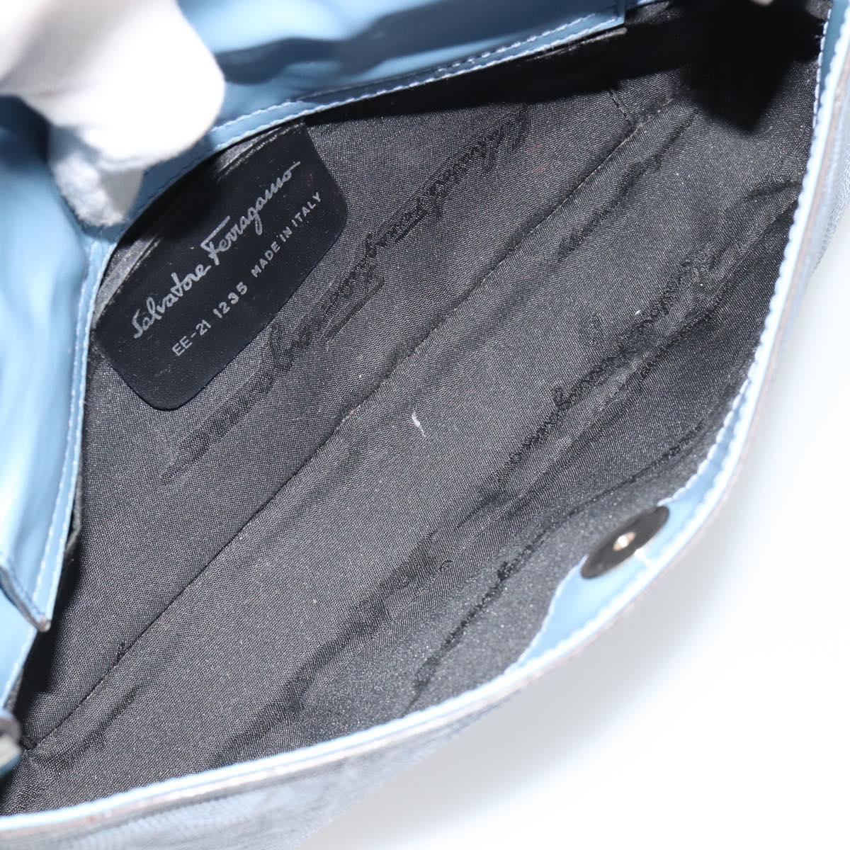 Salvatore Ferragamo Accessory Pouch Python Embossed Light Blue Auth 182999A