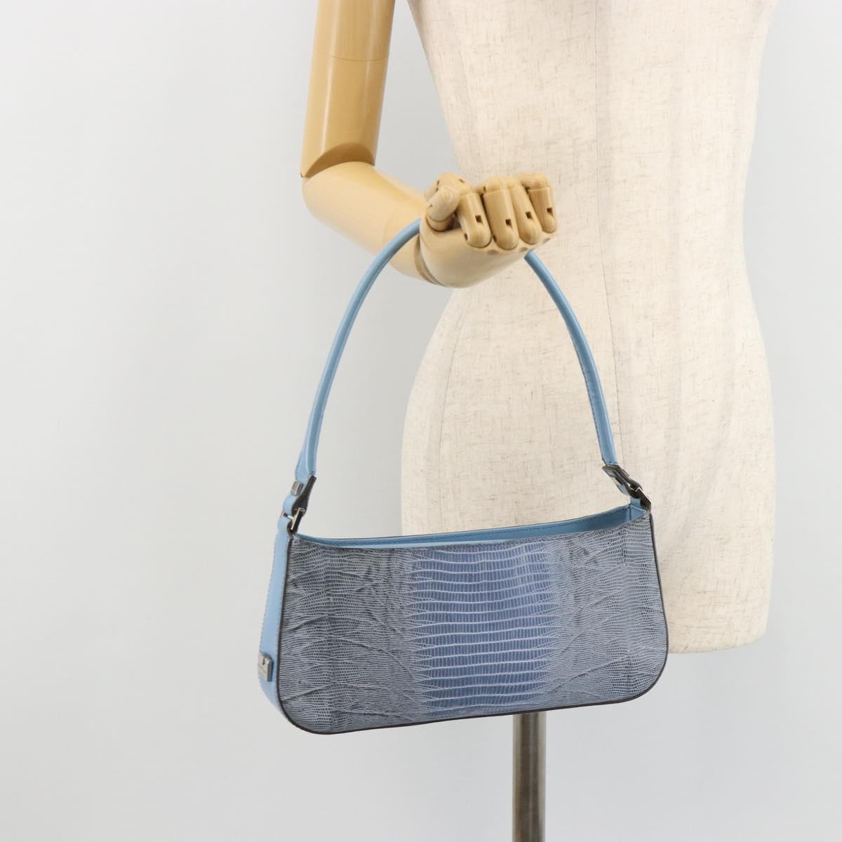 Salvatore Ferragamo Accessory Pouch Python Embossed Light Blue Auth 182999A