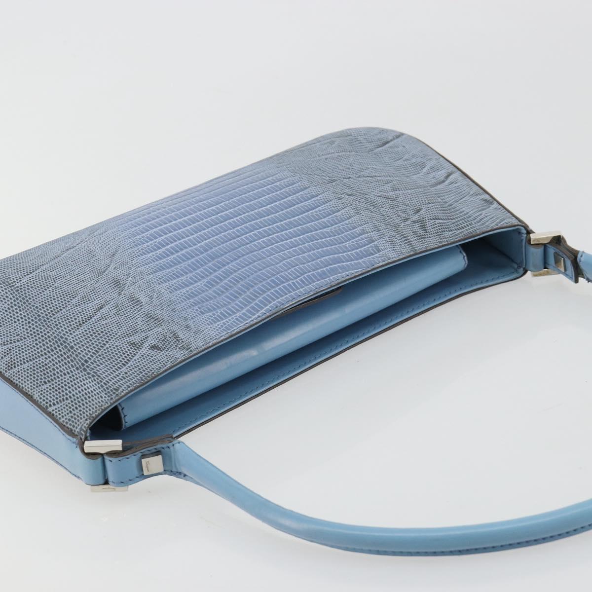Salvatore Ferragamo Accessory Pouch Python Embossed Light Blue Auth 182999A
