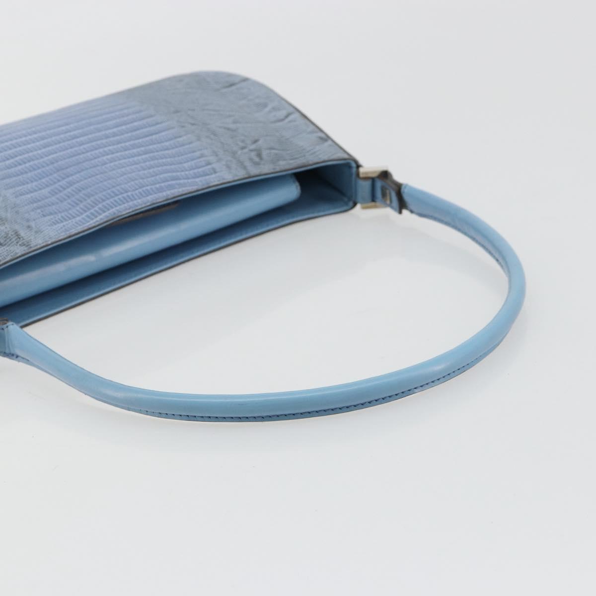 Salvatore Ferragamo Accessory Pouch Python Embossed Light Blue Auth 182999A