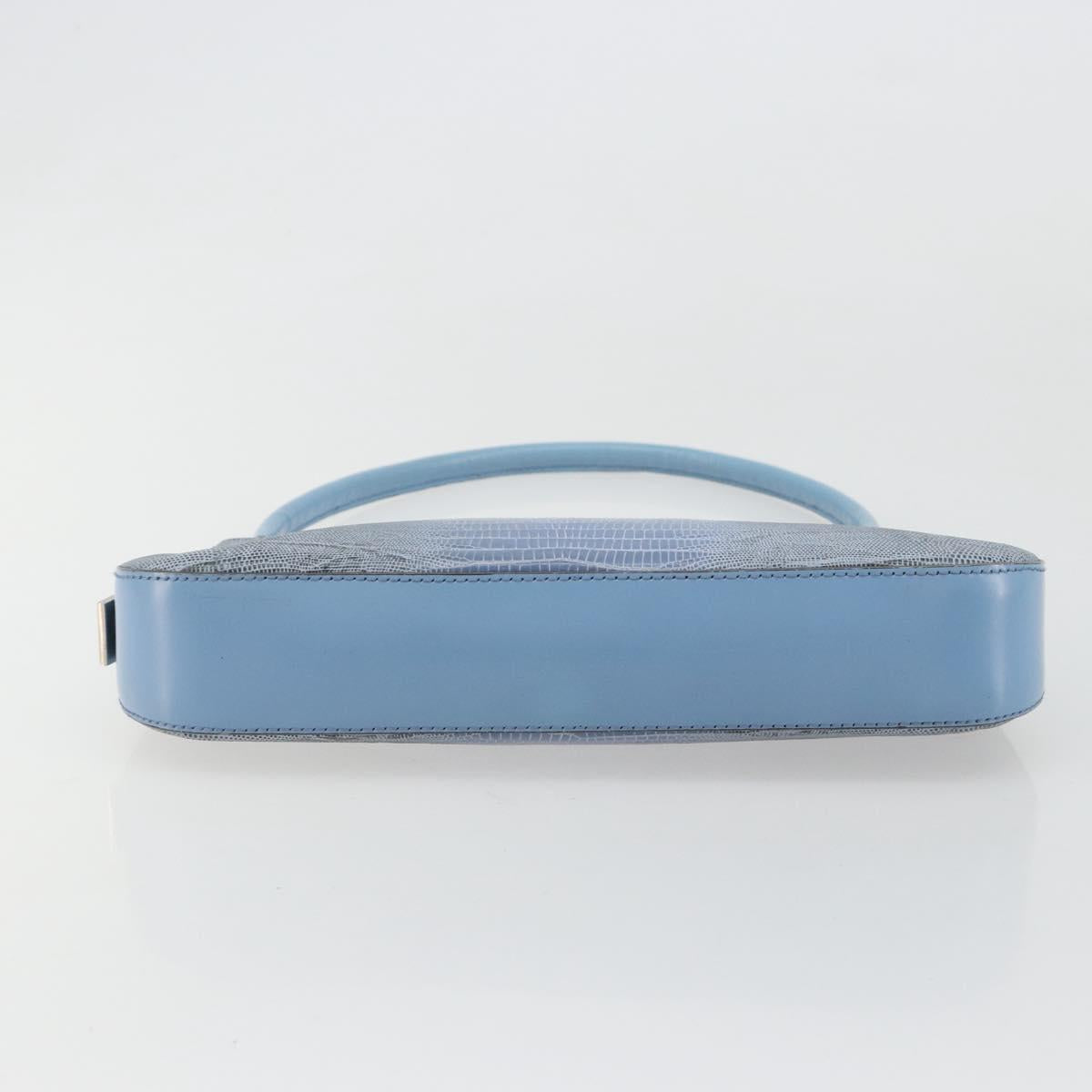 Salvatore Ferragamo Accessory Pouch Python Embossed Light Blue Auth 182999A