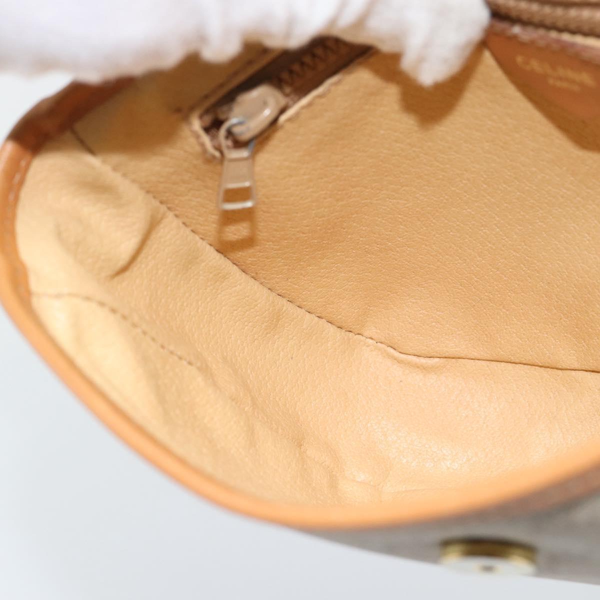CELINE Macadam Canvas Shoulder Bag PVC Beige Gold Auth 183000A