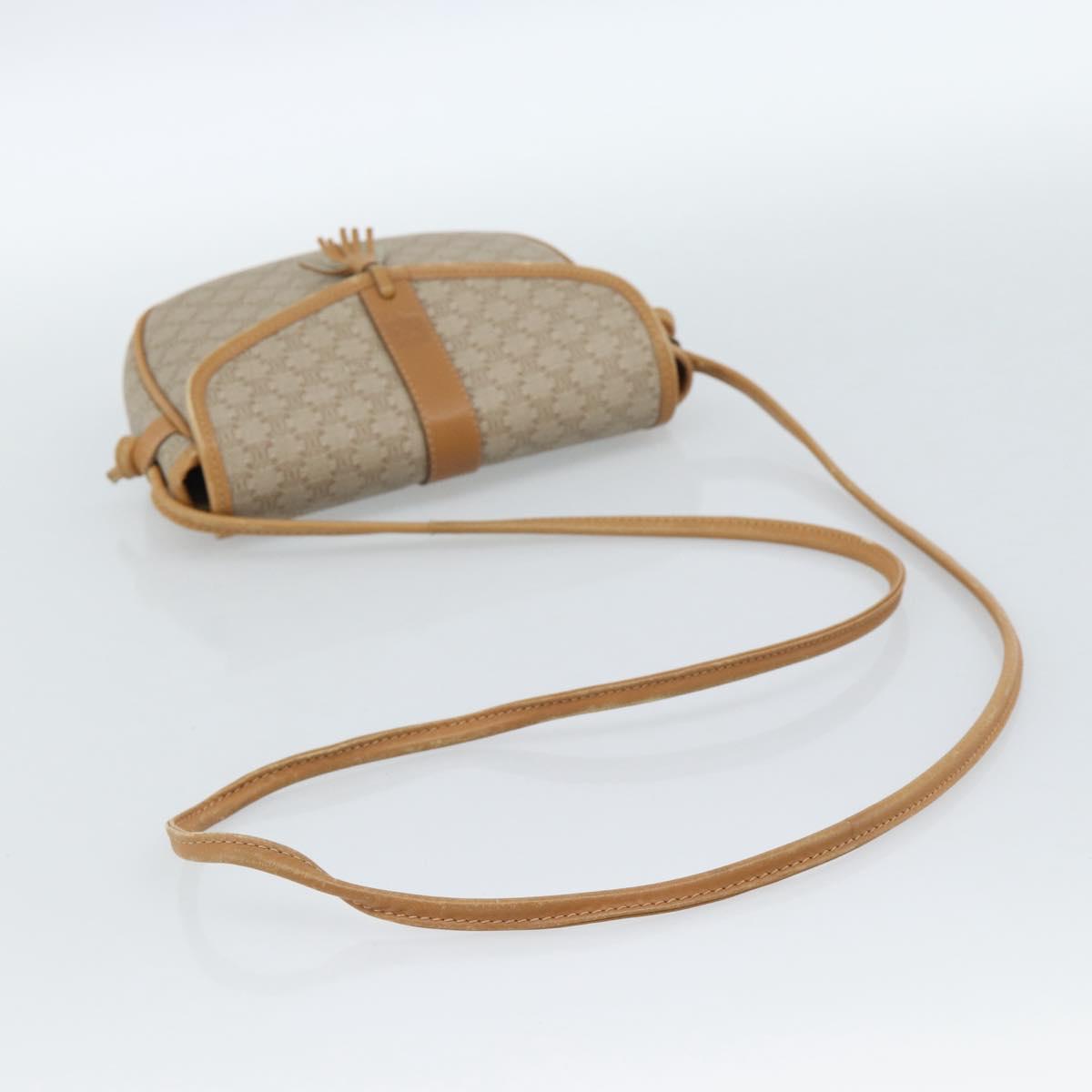 CELINE Macadam Canvas Shoulder Bag PVC Beige Gold Auth 183000A
