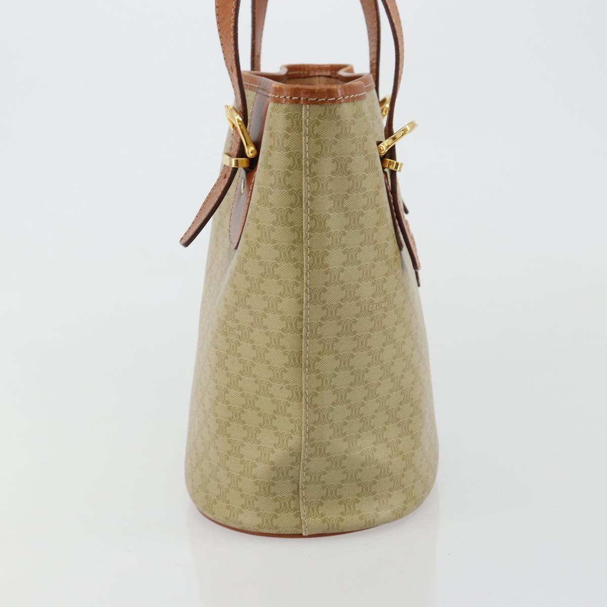 CELINE Macadam Canvas Tote Bag PVC Beige Gold Auth 183002