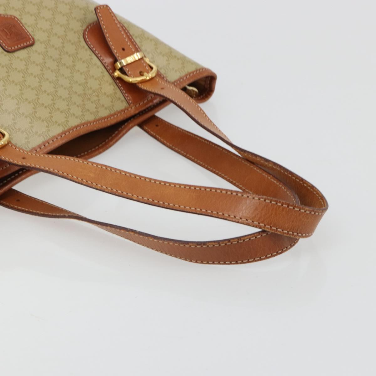 CELINE Macadam Canvas Tote Bag PVC Beige Gold Auth 183002