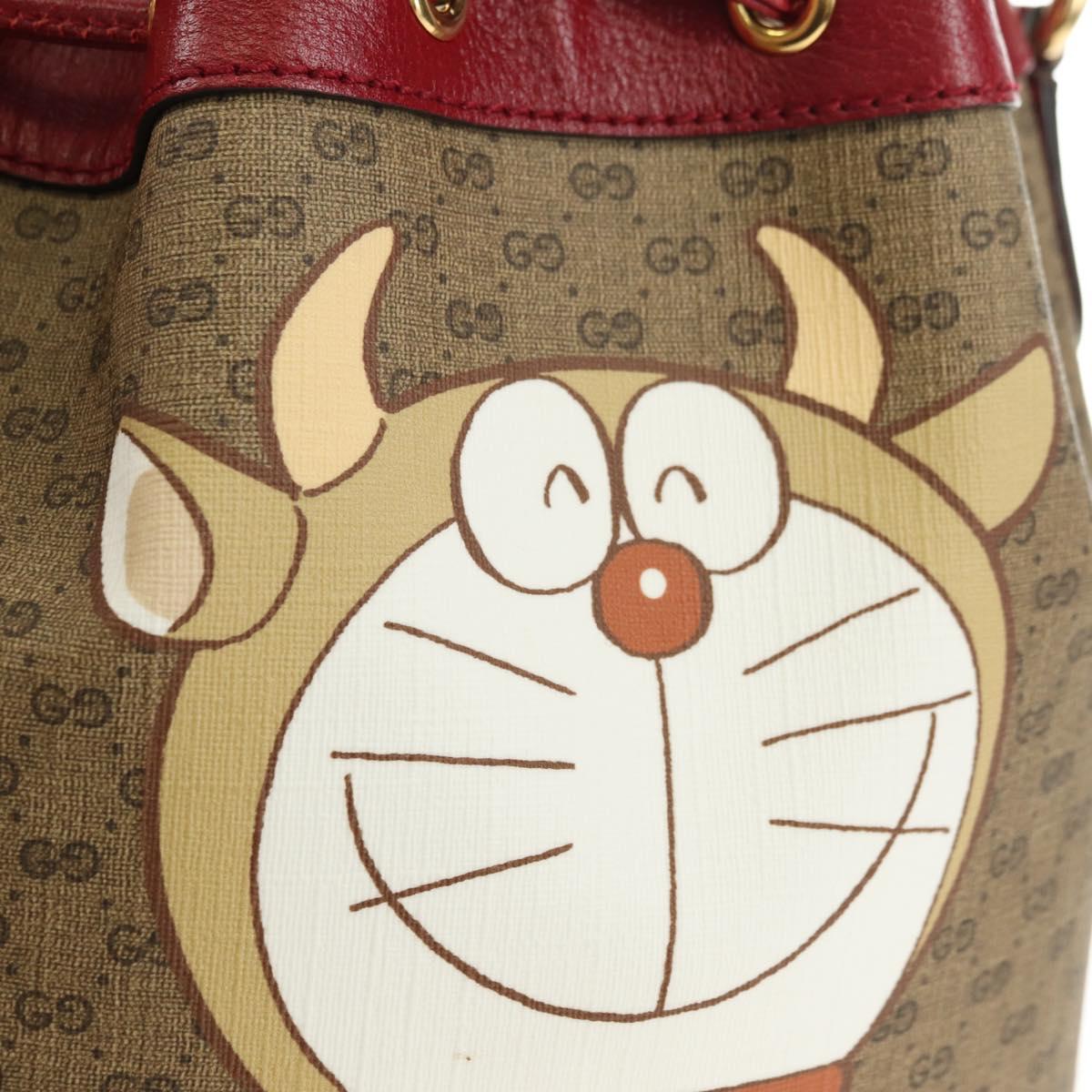 GUCCI Micro GG Supreme Doraemon x Fujiko-Pro Bag PVC Beige 655597 Auth 183006M