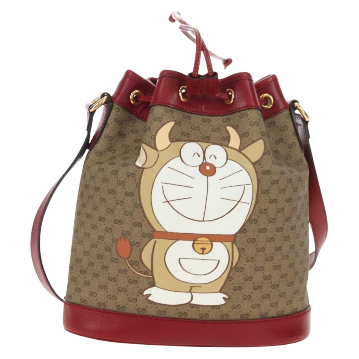 GUCCI Micro GG Supreme Doraemon x Fujiko-Pro Bag PVC Beige 655597 Auth 183006M