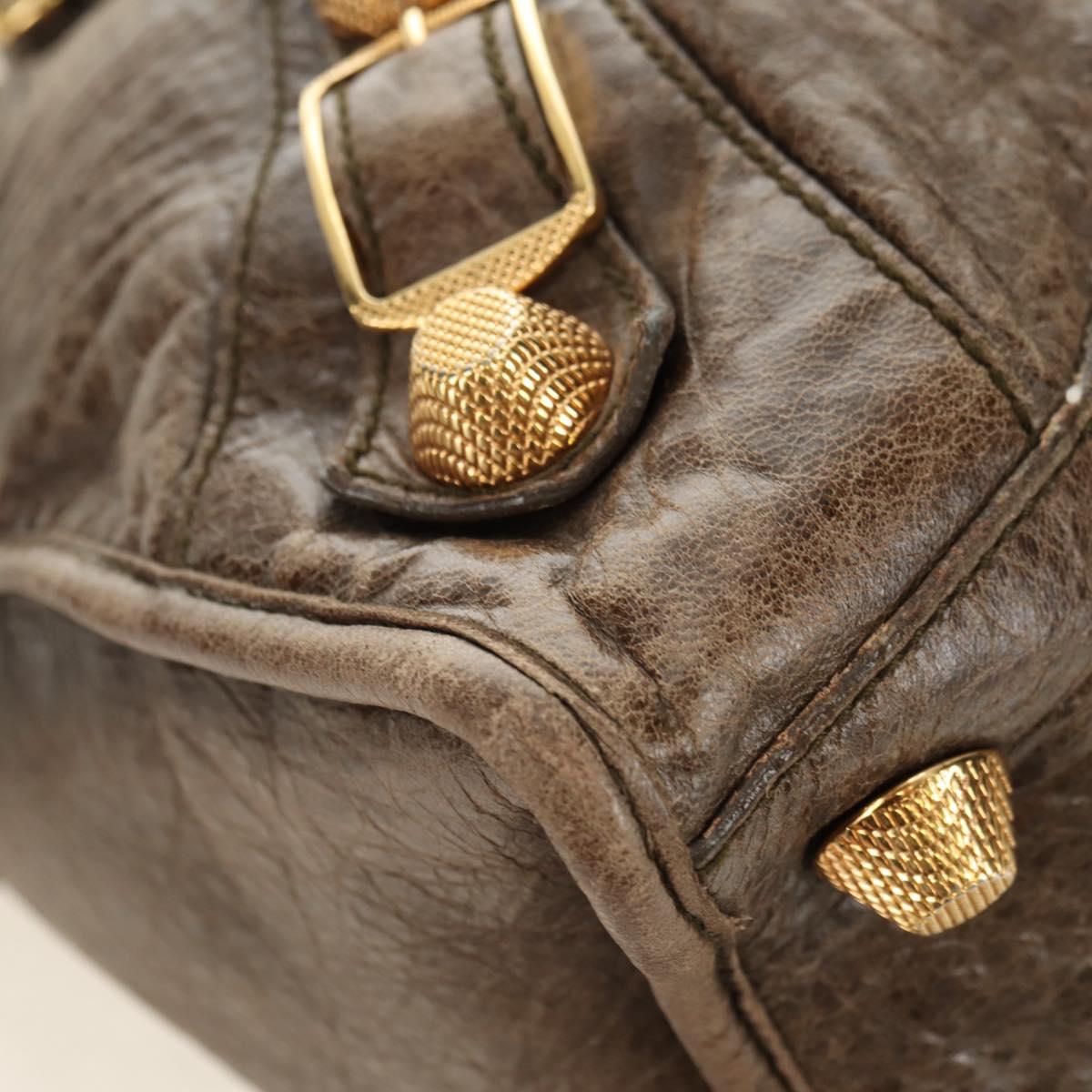 BALENCIAGA The Giant Part Time Bag Leather 2way Brown Gold 173082 Auth 183007M