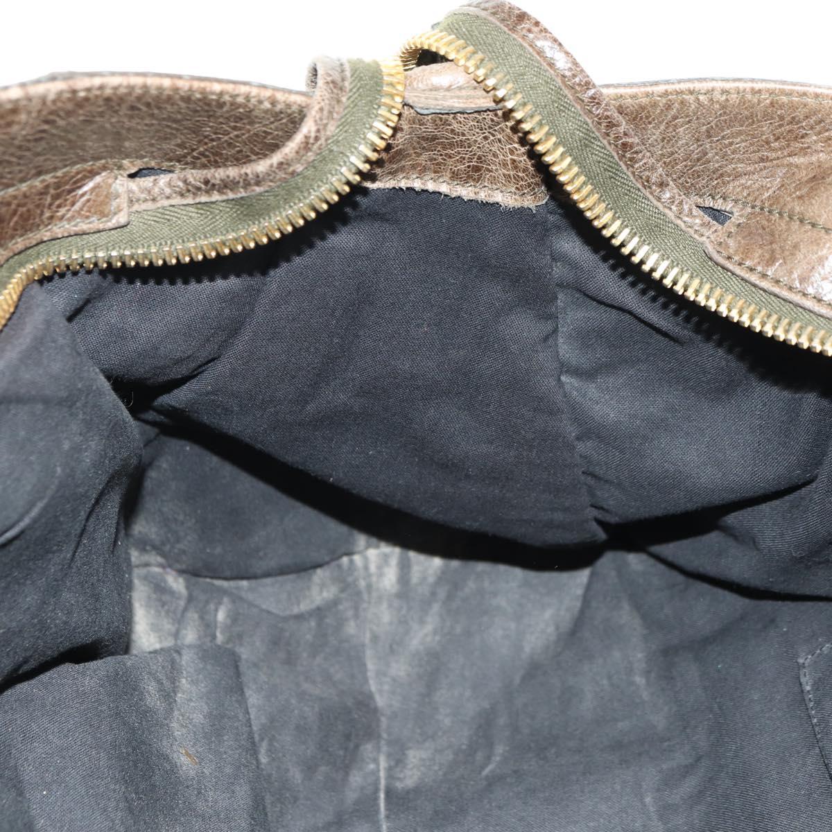 BALENCIAGA The Giant Part Time Bag Leather 2way Brown Gold 173082 Auth 183007M