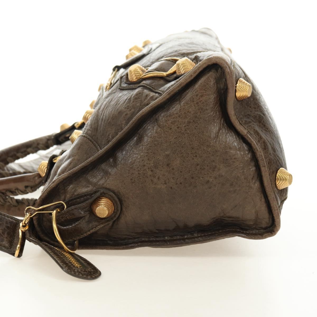 BALENCIAGA The Giant Part Time Bag Leather 2way Brown Gold 173082 Auth 183007M