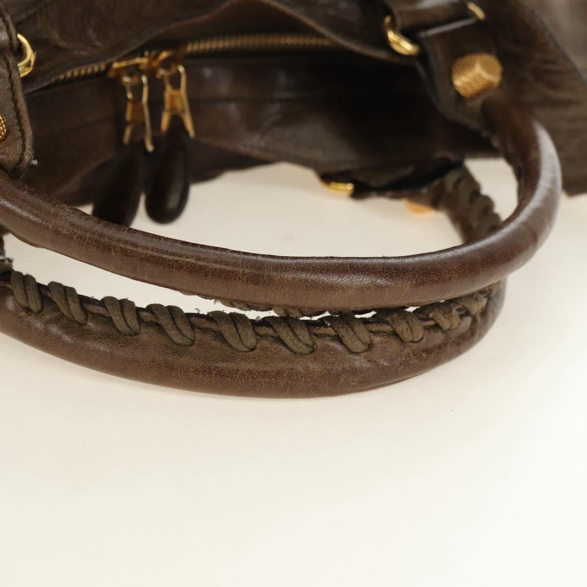 BALENCIAGA The Giant Part Time Bag Leather 2way Brown Gold 173082 Auth 183007M
