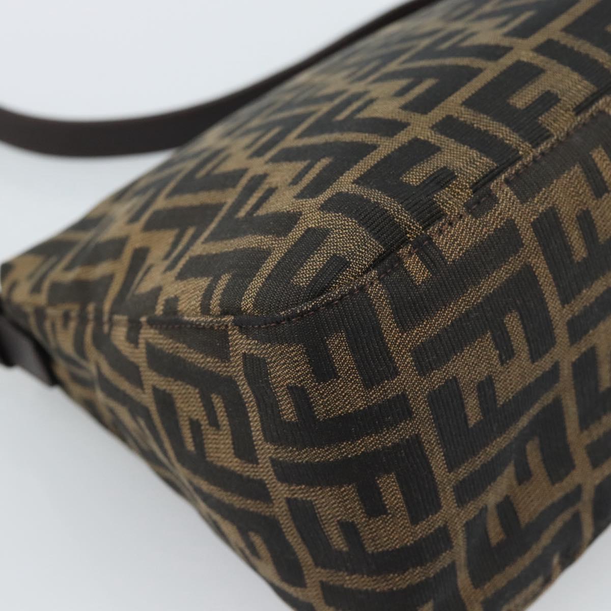 FENDI Zucca Canvas Mamma Baguette Shoulder Bag Black Brown Auth 183009M