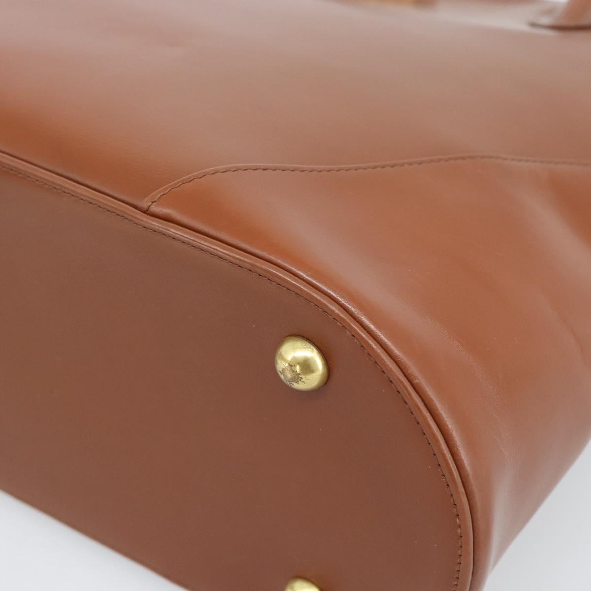 SAINT LAURENT Hand Bag Leather 2way Brown Gold Auth 183013