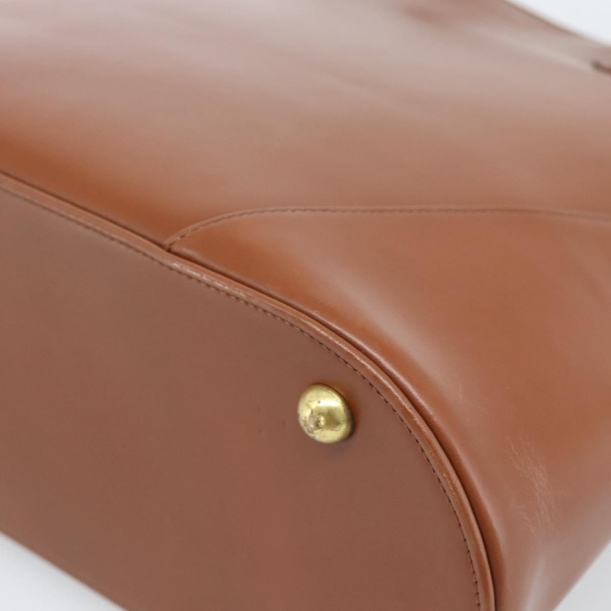SAINT LAURENT Hand Bag Leather 2way Brown Gold Auth 183013