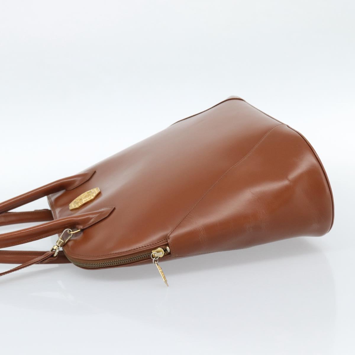 SAINT LAURENT Hand Bag Leather 2way Brown Gold Auth 183013