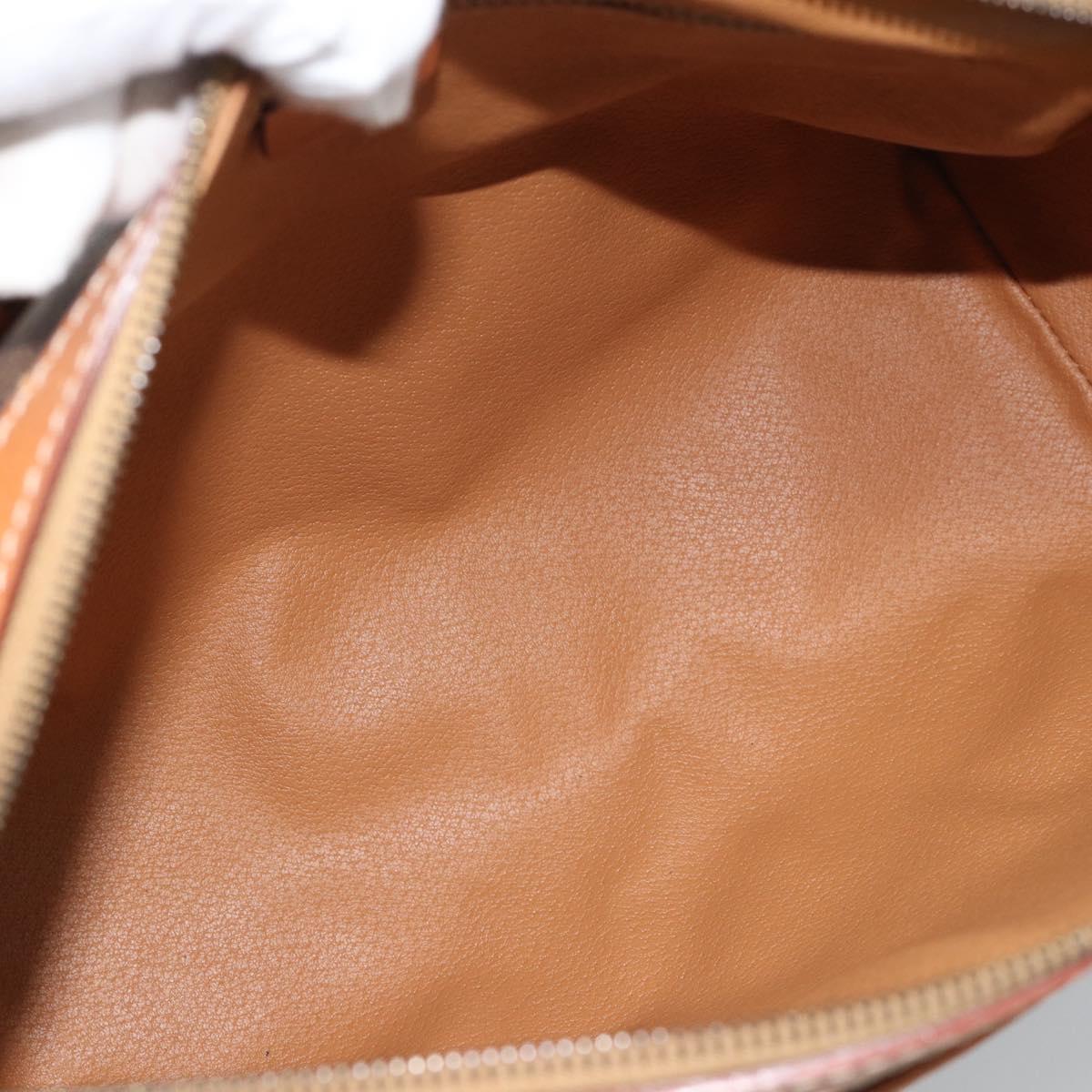 CELINE Macadam Canvas Boston Bag PVC Leather Brown Gold Auth 183015A