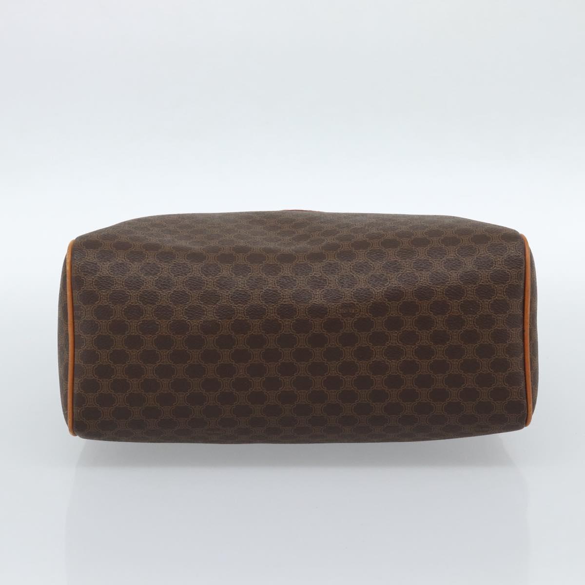 CELINE Macadam Canvas Boston Bag PVC Leather Brown Gold Auth 183015A