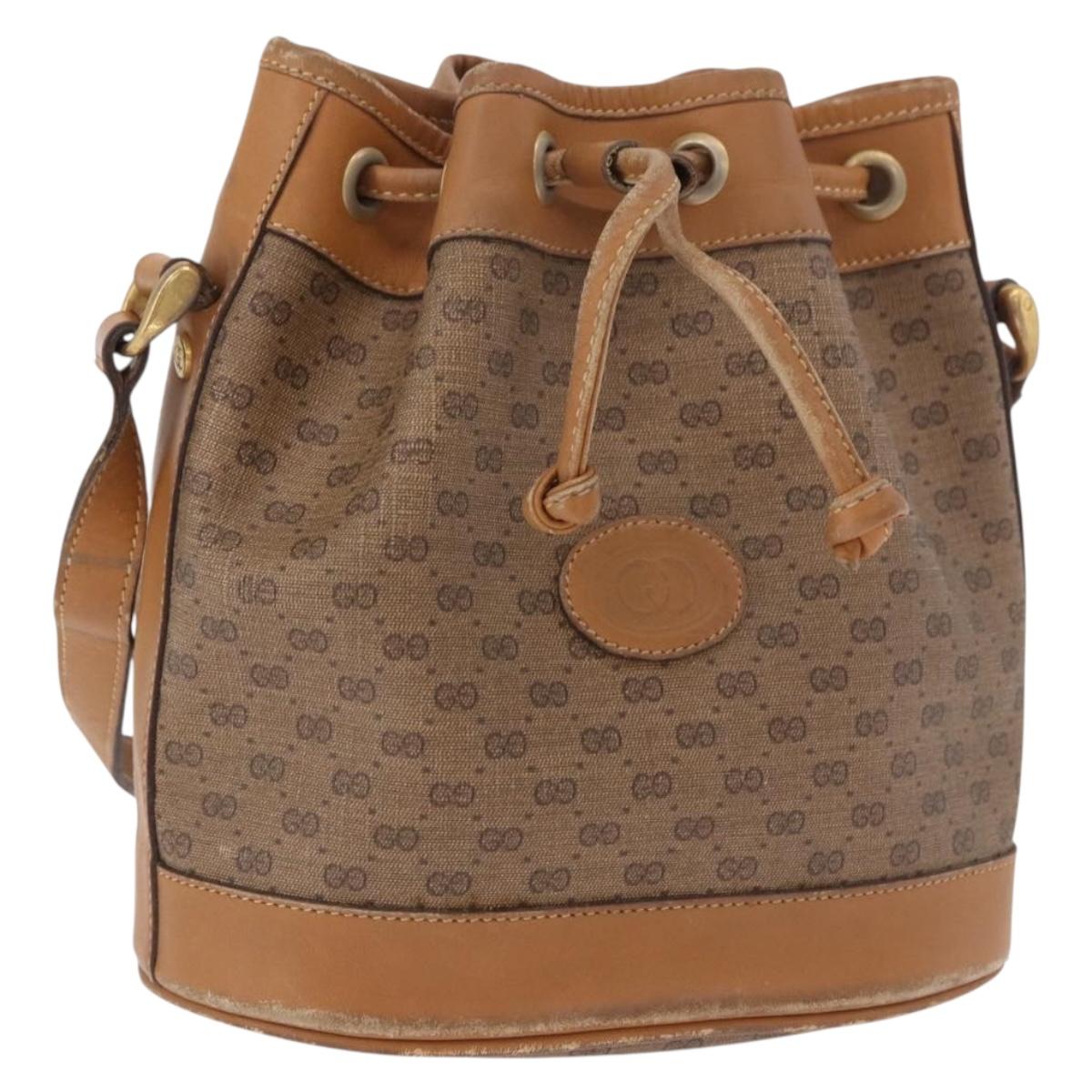 GUCCI Micro GG Supreme Shoulder Bag PVC Beige Gold 007 86 0044 Auth 183016