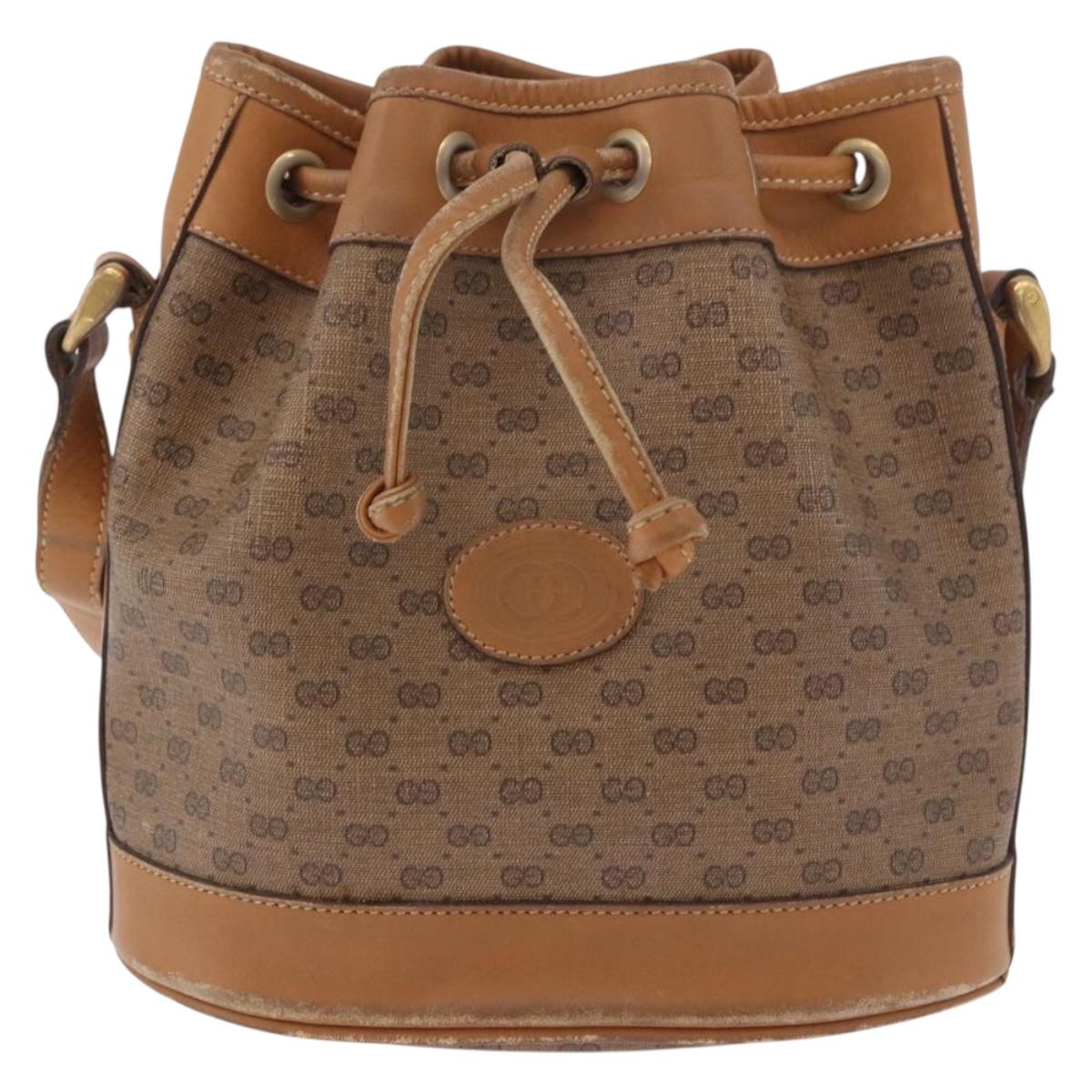 GUCCI Micro GG Supreme Shoulder Bag PVC Beige Gold 007 86 0044 Auth 183016