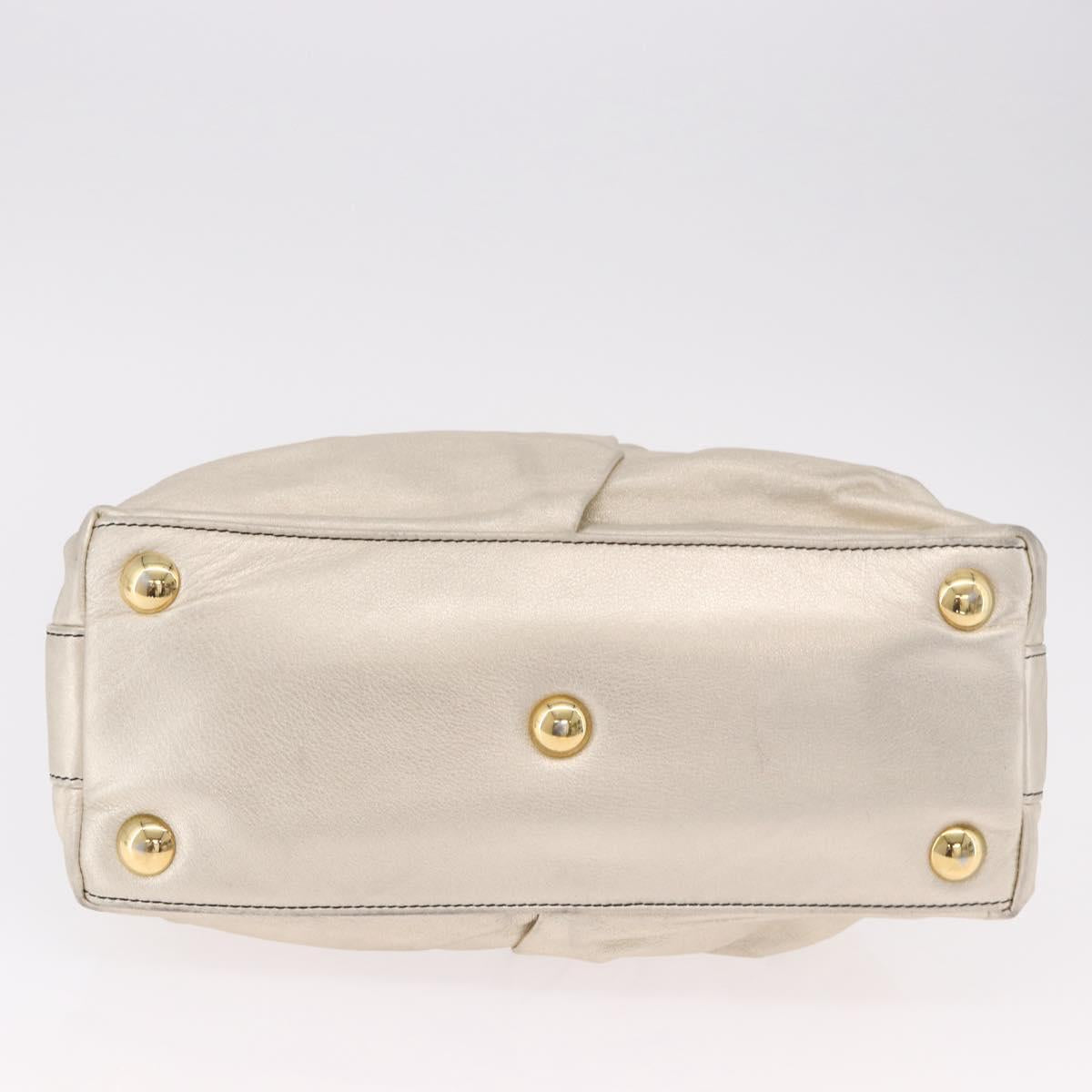 VALENTINO Hand Bag Leather 2way Gold Auth 183017A