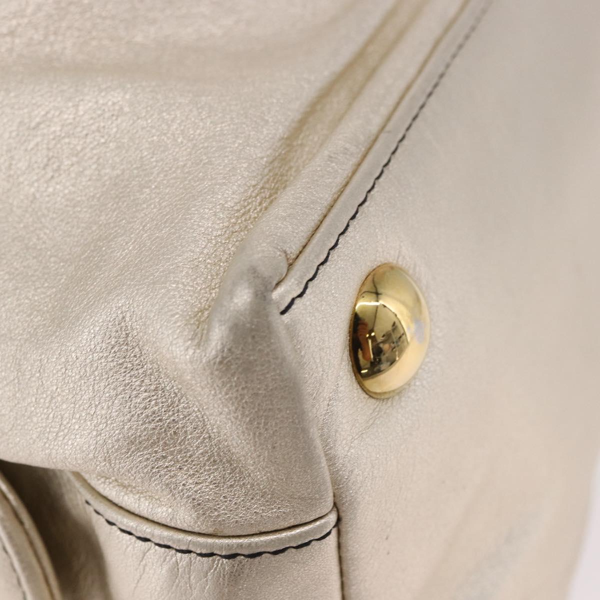 VALENTINO Hand Bag Leather 2way Gold Auth 183017A