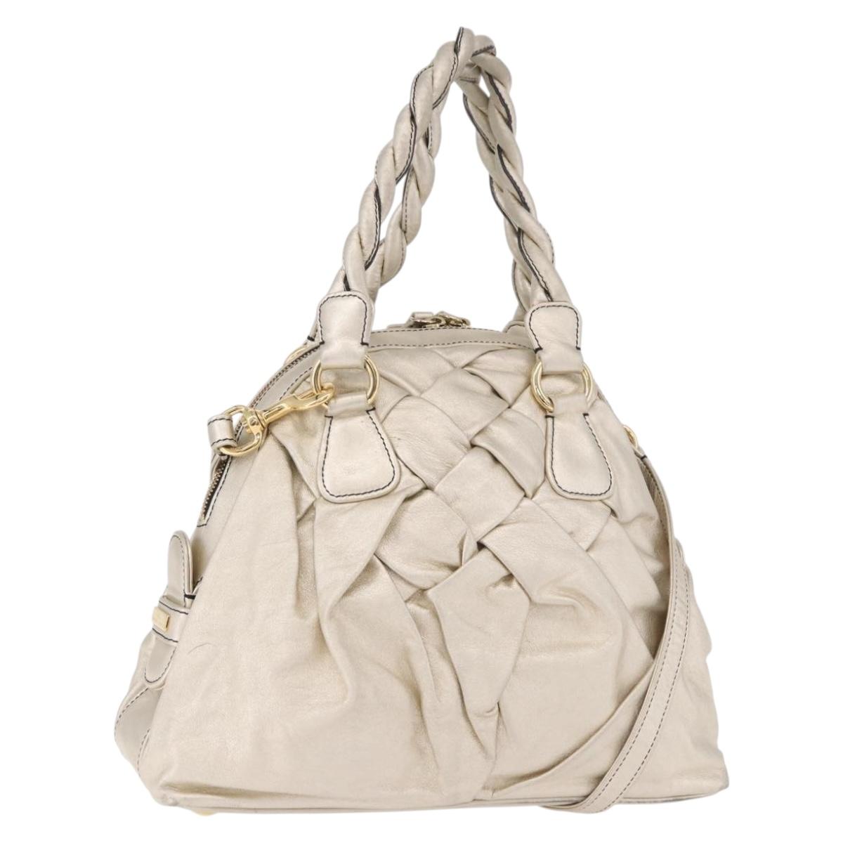 VALENTINO Hand Bag Leather 2way Gold Auth 183017A