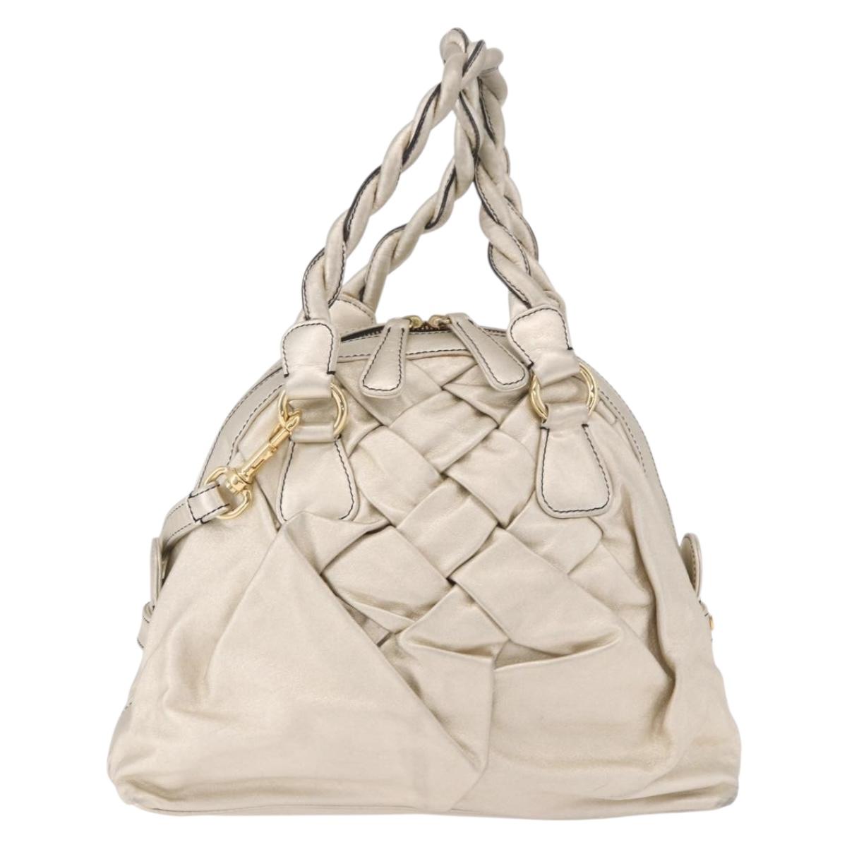 VALENTINO Hand Bag Leather 2way Gold Auth 183017A