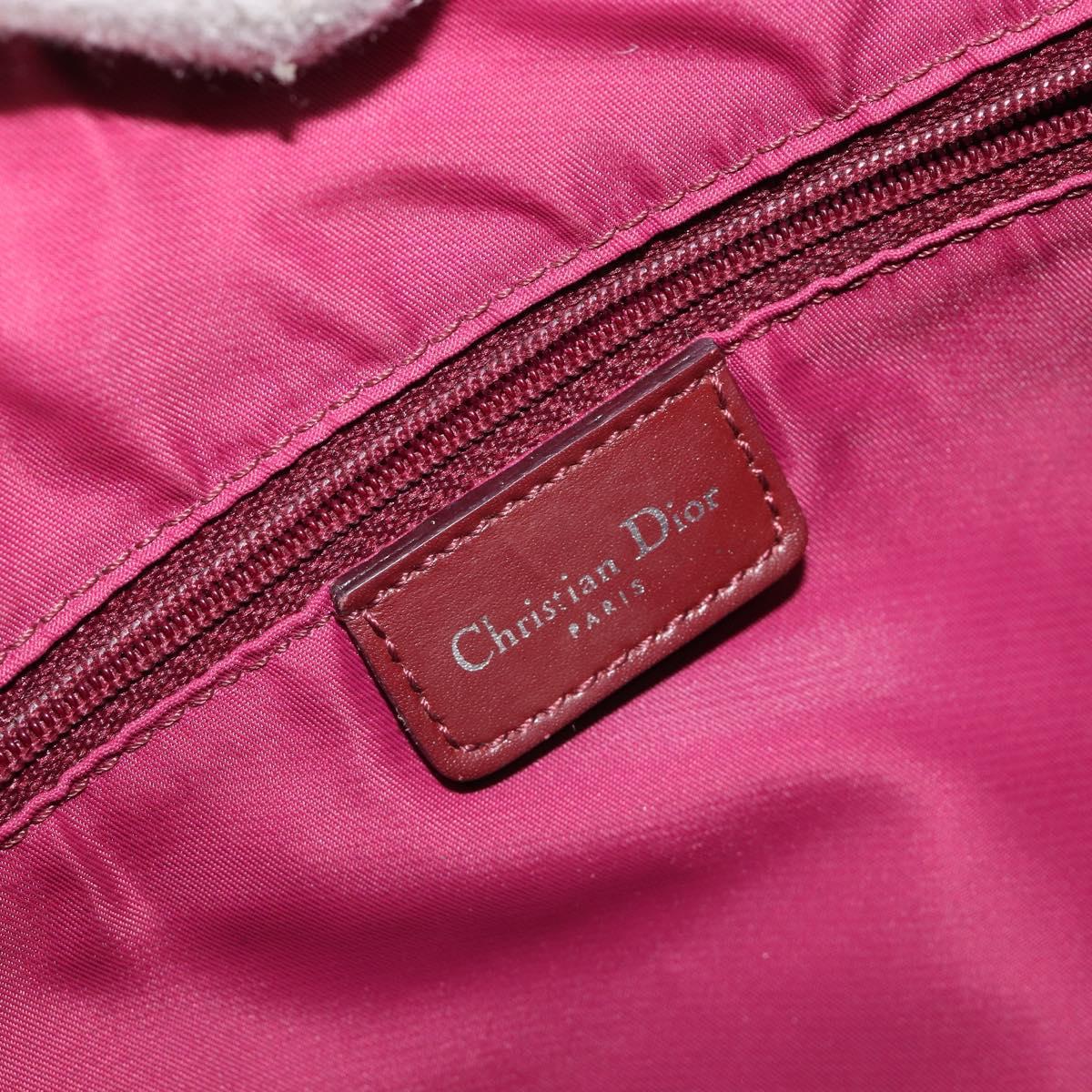 Christian Dior Trotter Canvas Shoulder Bag Red Silver Auth 183019A