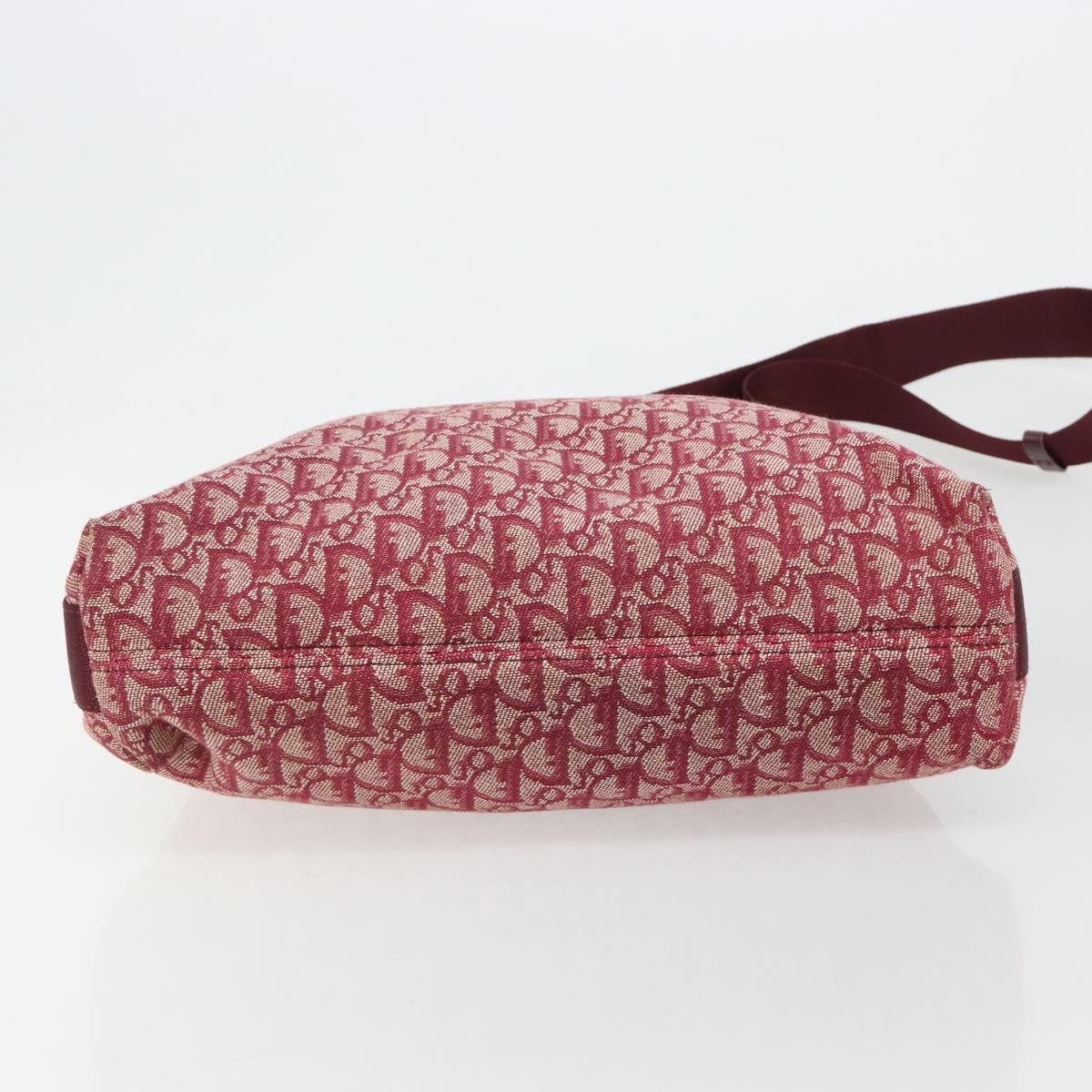 Christian Dior Trotter Canvas Shoulder Bag Red Silver Auth 183019A