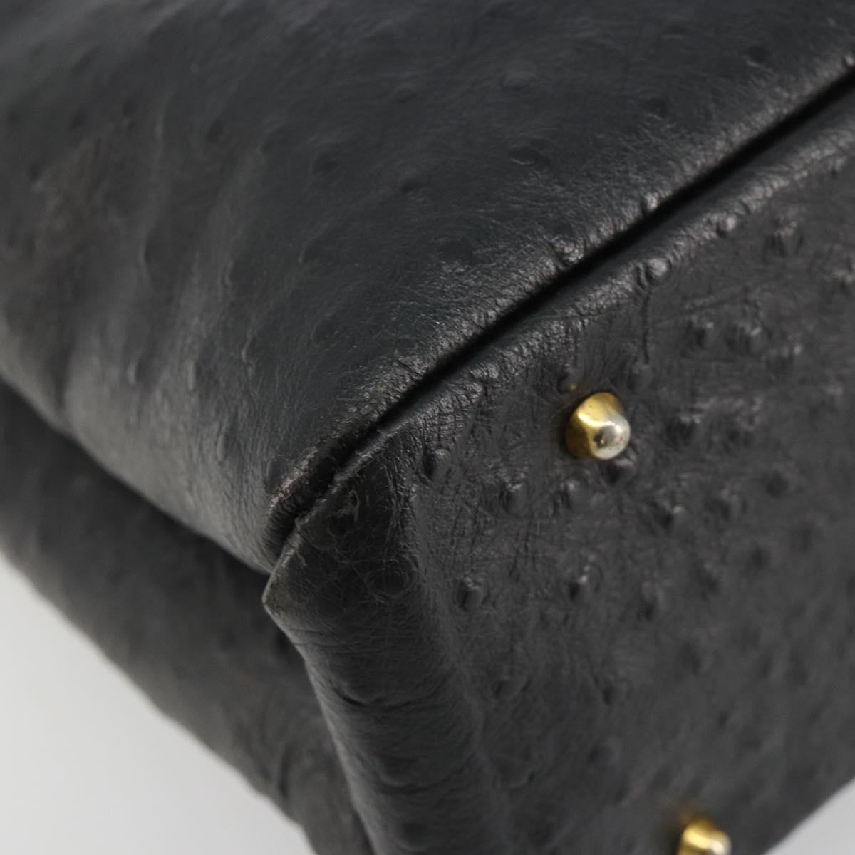 Gianni Versace Shoulder Bag Leather Embossed Black Gold Auth 183020