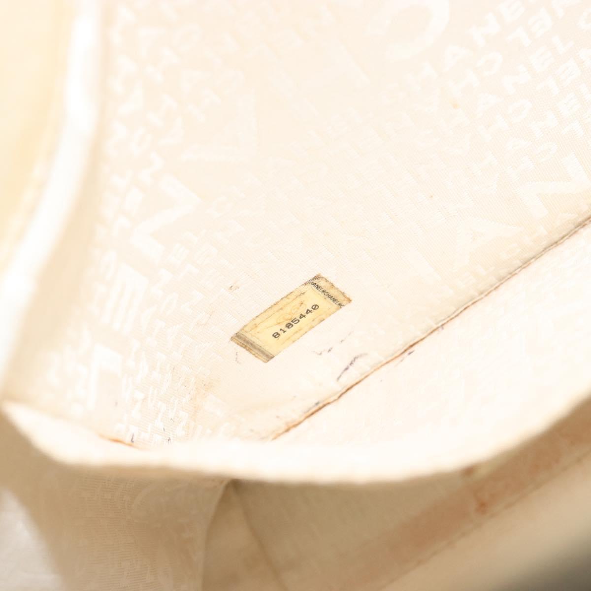 CHANEL Window line Tote Bag Canvas Beige Gold CC Auth 183024