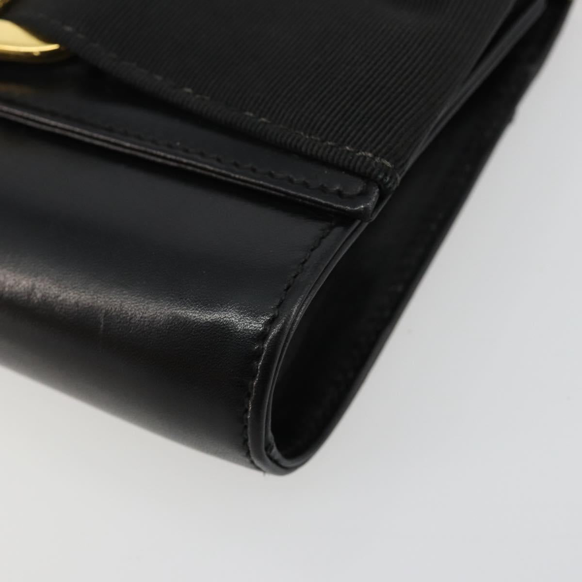 Salvatore Ferragamo Vala Chain Shoulder Bag Leather Black Gold Auth 183025
