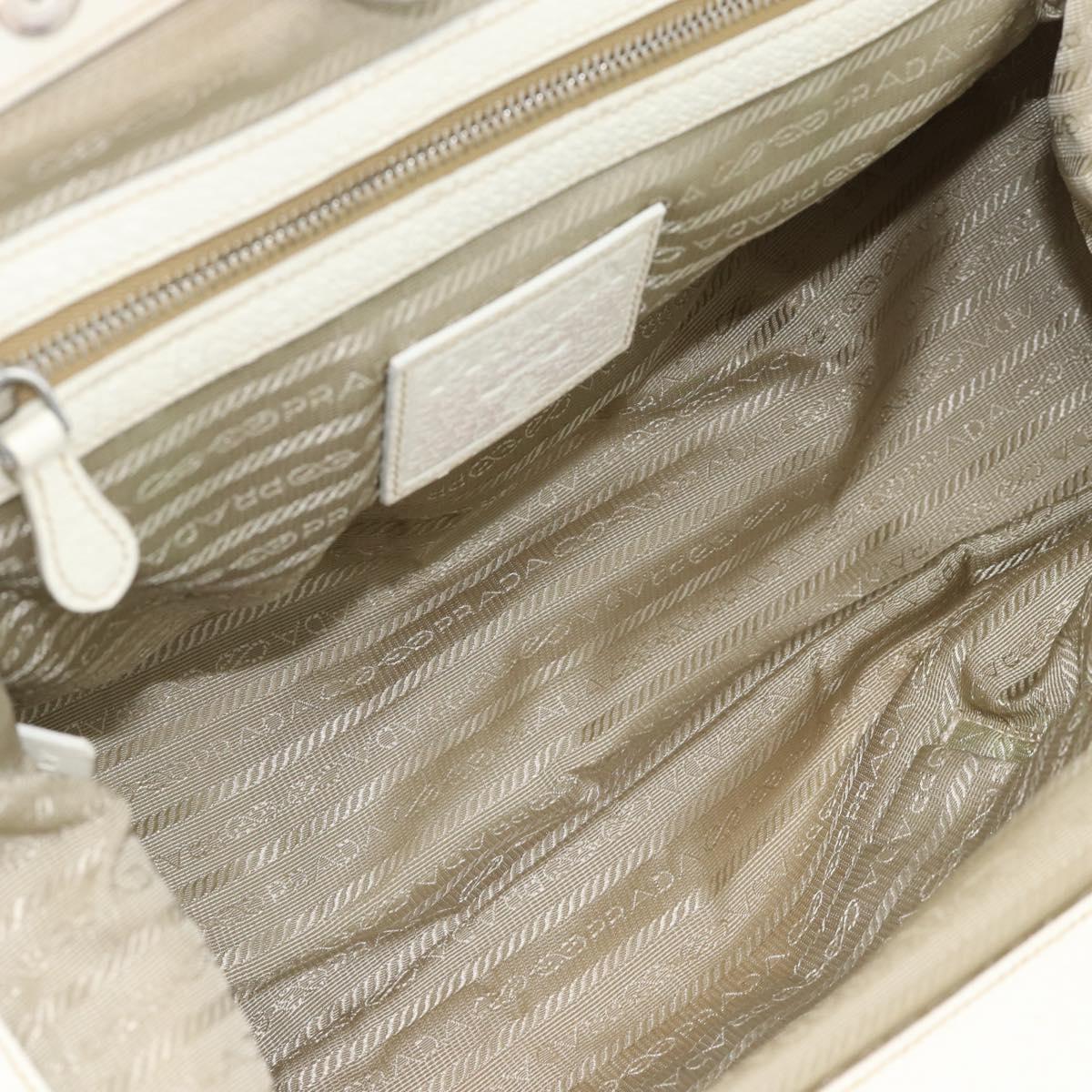PRADA Tote Bag Canvas White Silver Auth 183028A