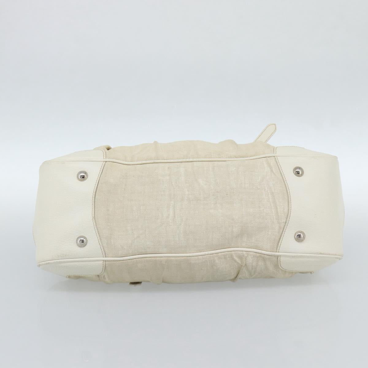 PRADA Tote Bag Canvas White Silver Auth 183028A