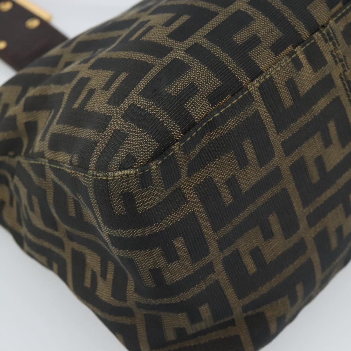 FENDI Zucca Canvas Mamma Baguette Shoulder Bag Black Brown Auth 183031V