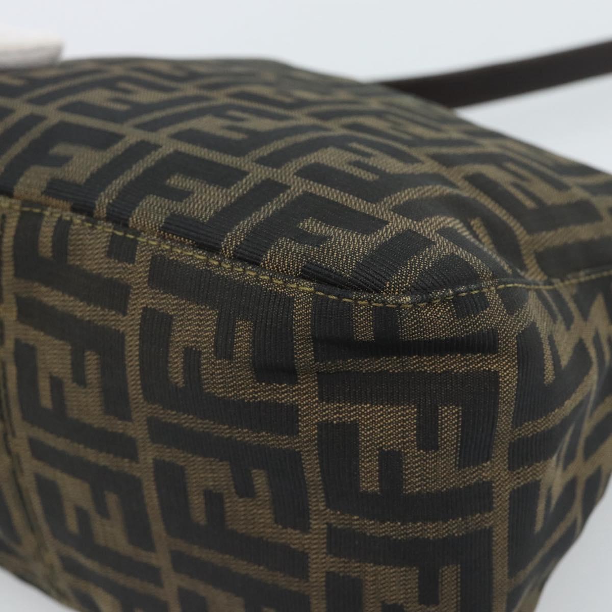 FENDI Zucca Canvas Mamma Baguette Shoulder Bag Black Brown Auth 183031V
