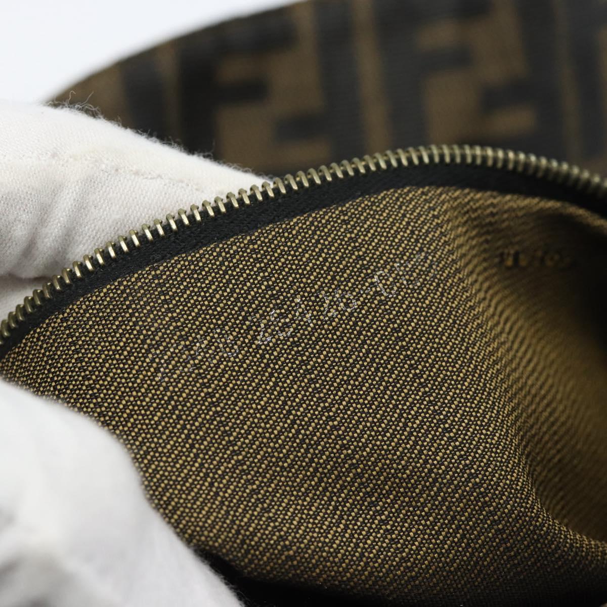 FENDI Zucca Canvas Mamma Baguette Shoulder Bag Black Brown Auth 183031V
