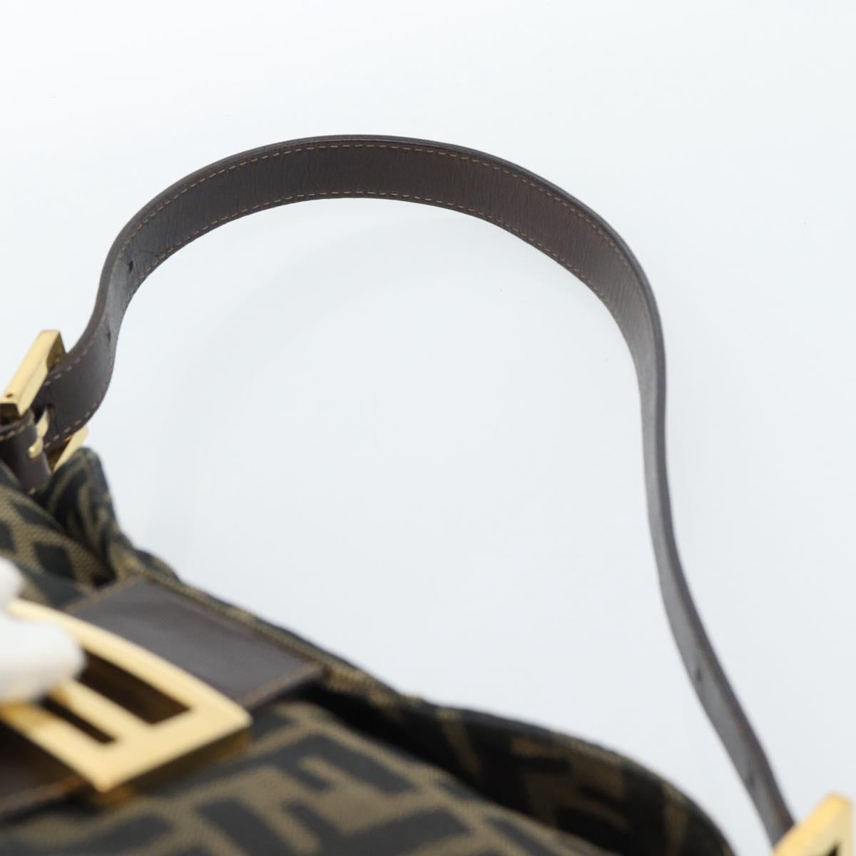 FENDI Zucca Canvas Mamma Baguette Shoulder Bag Black Brown Auth 183031V