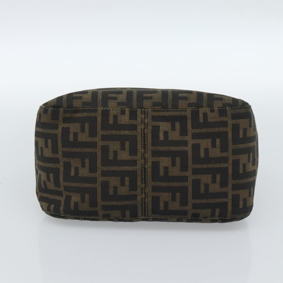 FENDI Zucca Canvas Mamma Baguette Shoulder Bag Black Brown Auth 183031V