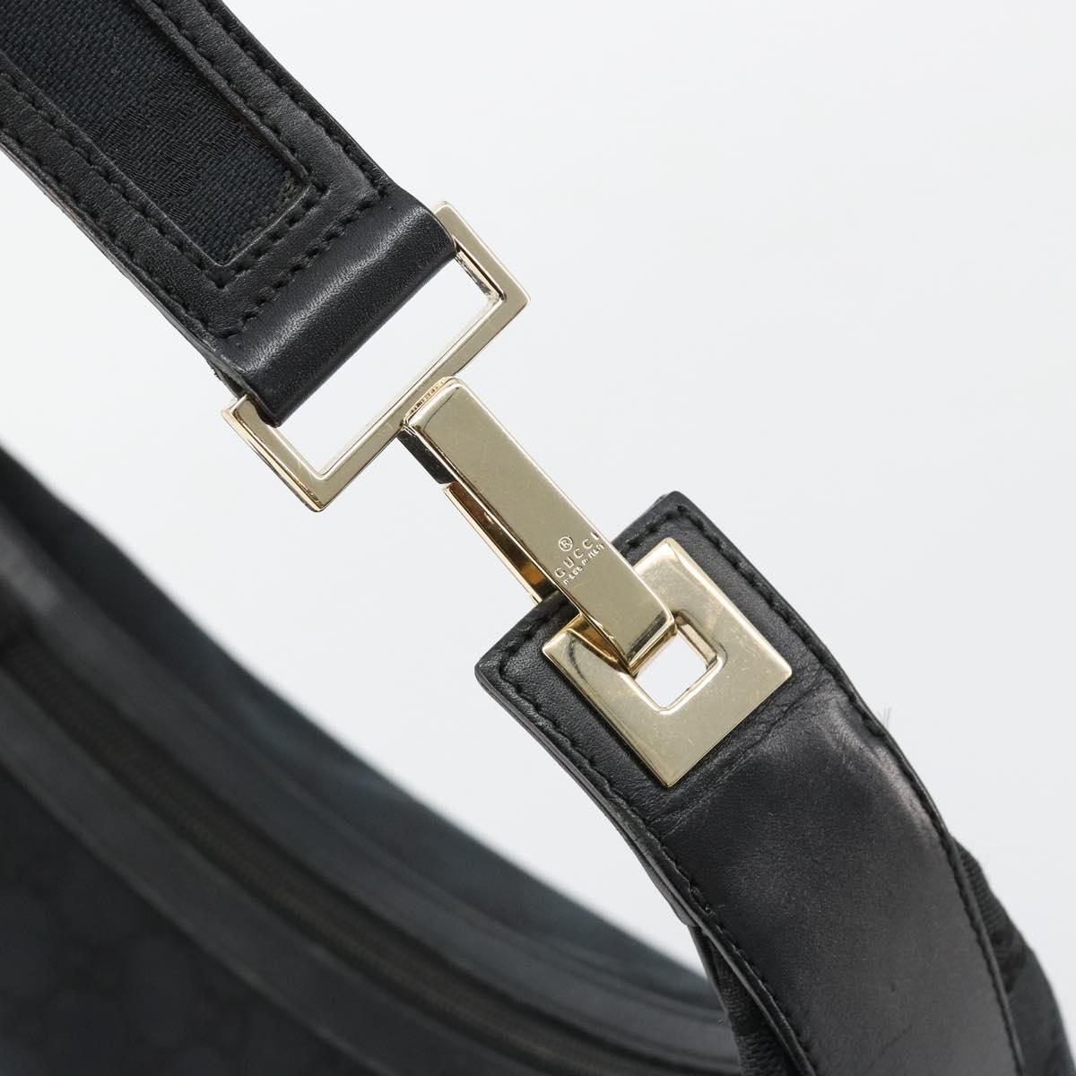 GUCCI GG Canvas Shoulder Bag Black Gold Auth 183032