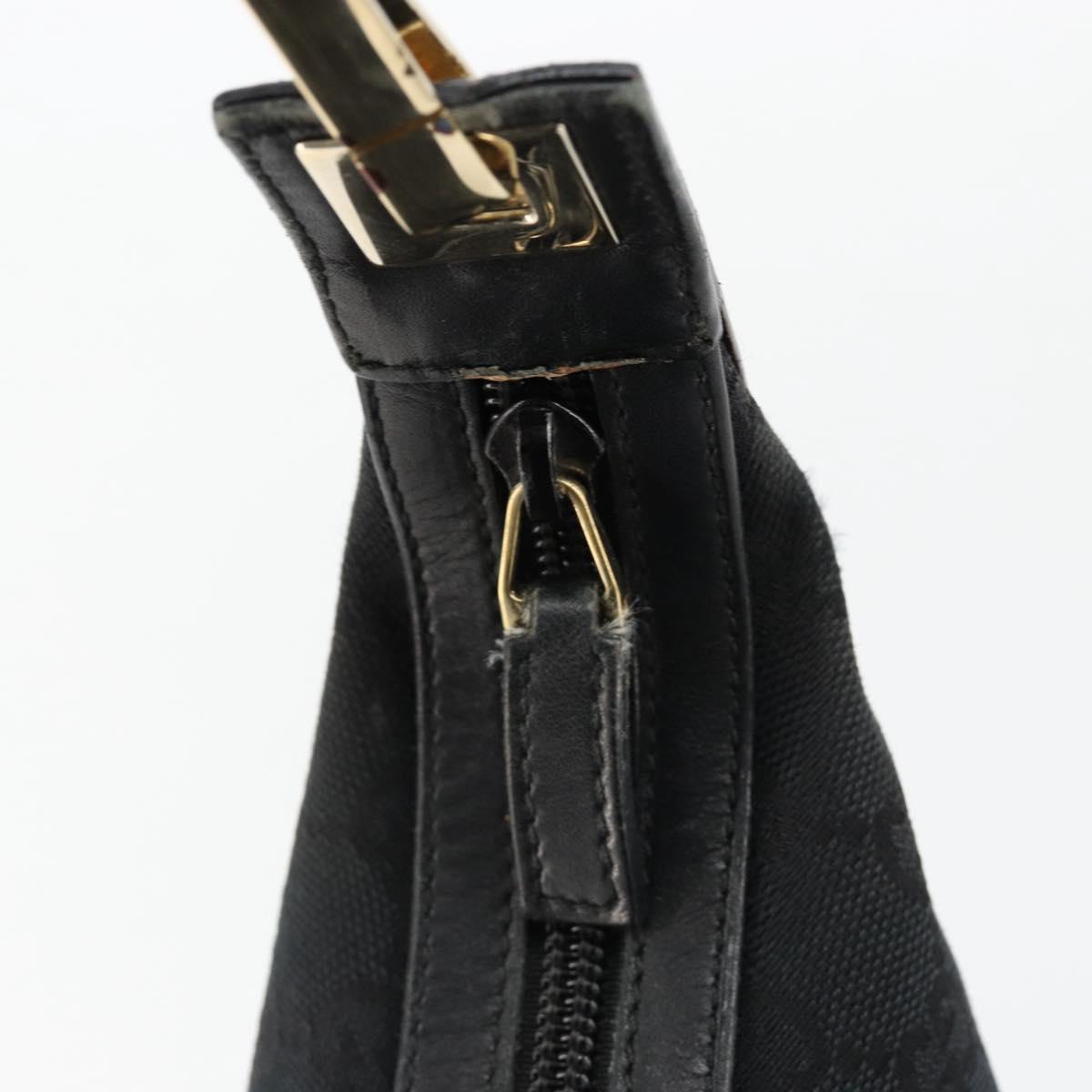 GUCCI GG Canvas Shoulder Bag Black Gold Auth 183032