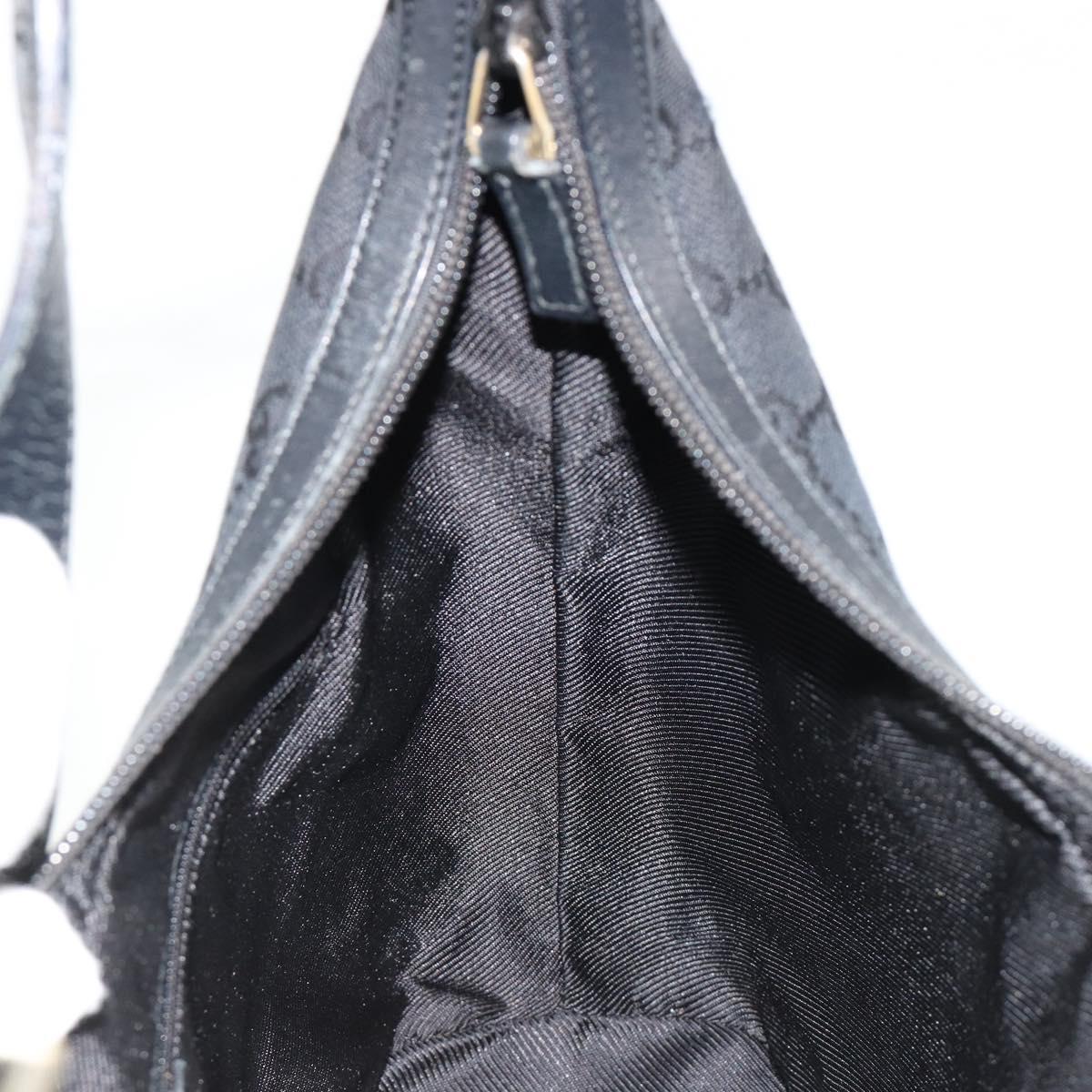 GUCCI GG Canvas Shoulder Bag Black Gold Auth 183032