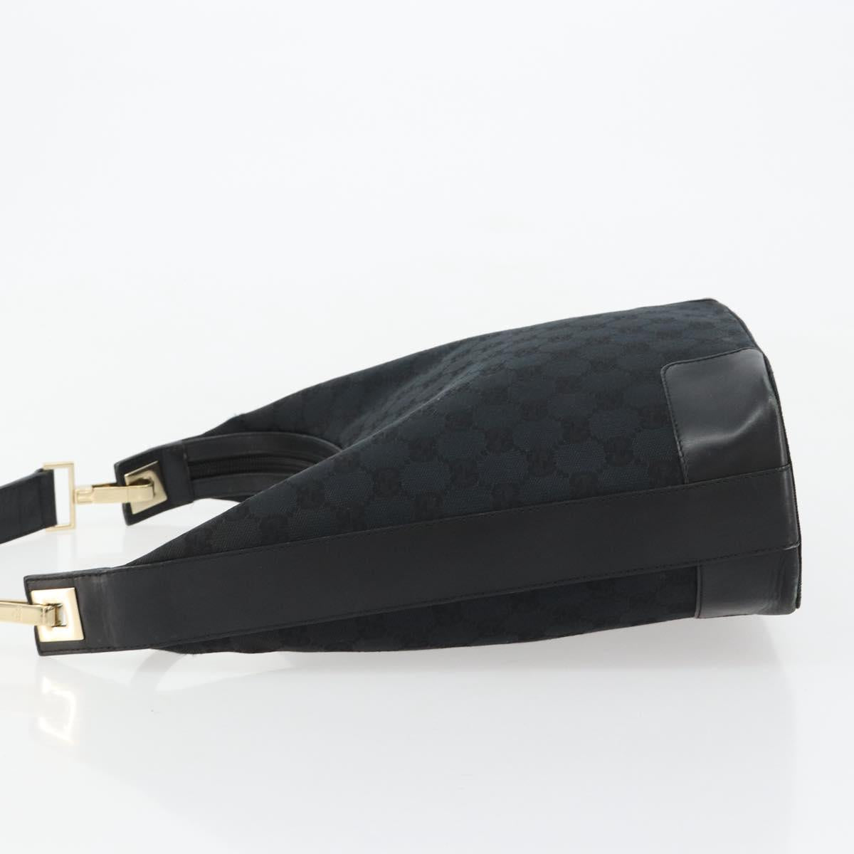 GUCCI GG Canvas Shoulder Bag Black Gold Auth 183032