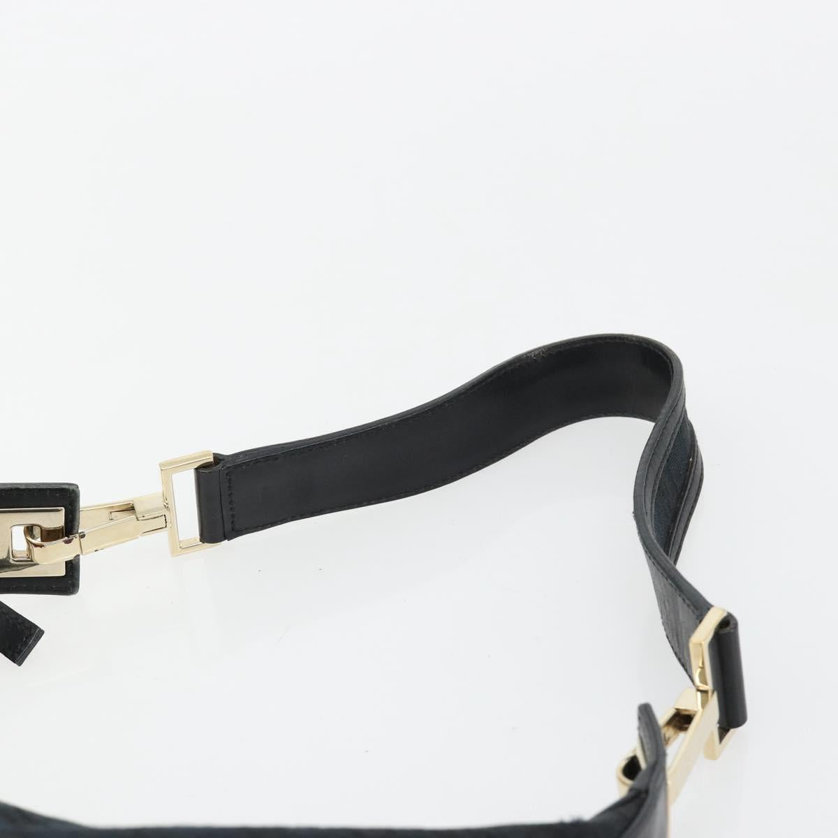 GUCCI GG Canvas Shoulder Bag Black Gold Auth 183032