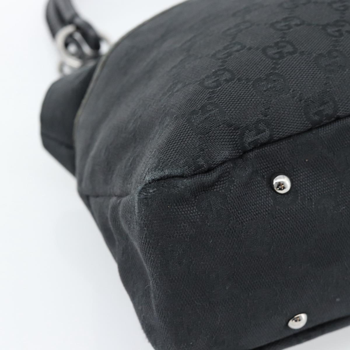 GUCCI GG Canvas Hand Bag Black Silver Auth 183035