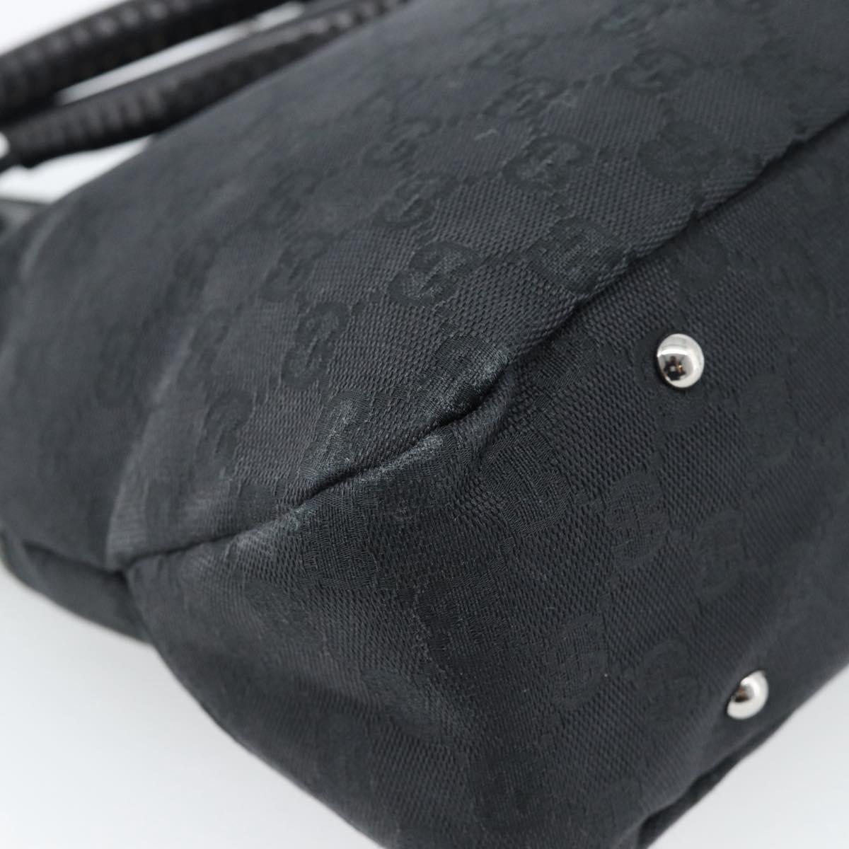 GUCCI GG Canvas Hand Bag Black Silver Auth 183035
