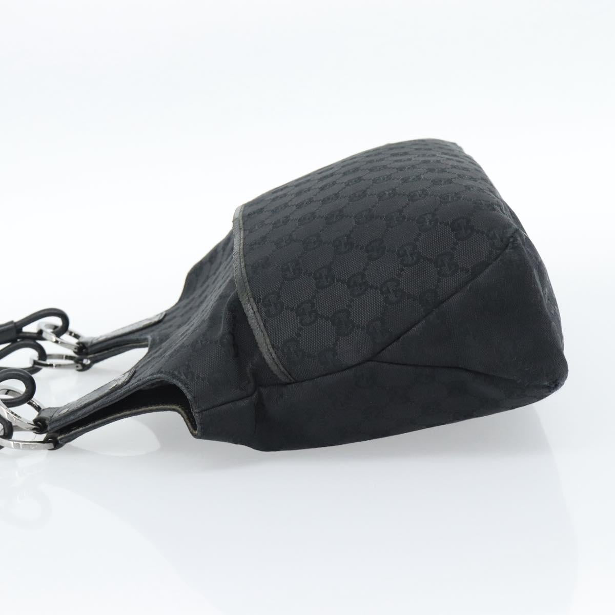 GUCCI GG Canvas Hand Bag Black Silver Auth 183035