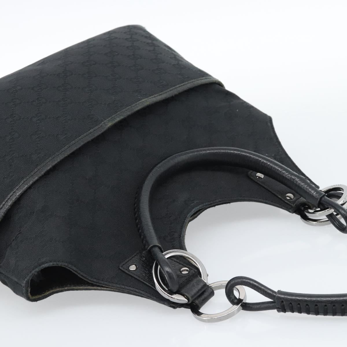 GUCCI GG Canvas Hand Bag Black Silver Auth 183035